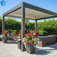 Sweet Home Freistehende Aluminium-Gartenpergola mit Motorisiertem Verstellbarem Dach, Wasserdichtes Bioklimatisches Vordach im Antik-Stil