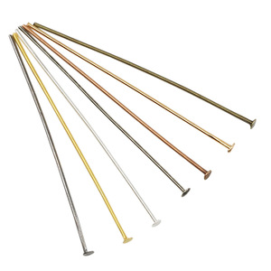 Accessoires de bijouterie, épingles à tête plate en métal de 15 mm à 60 mm pour la fabrication de boucles d'oreilles, alliage plaqué argent et or, épingles en T - Product Image 4