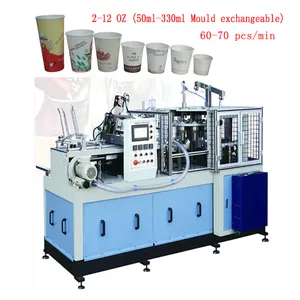 Máquina para producir vasos de papel, máquina de tazas de dibujos animados, máquina de vasos de papel en Japón