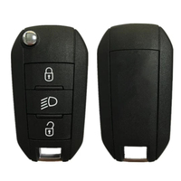 Clé de Voiture Télécommande Pliable MS 3 Boutons 433 MHz Puce 46, pour Véhicule Peugeot avec Lame de Clé Métallique HU83 Non Taillée