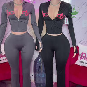 Çita baskı iki parçalı kadın eşofman takımı Streetwear Camo Hoodie ceket ve Flare pantolon tayt 2 parça kadın setleri - Product Image 1