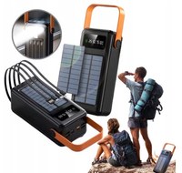 Batterie externe grande capacité avec énergie solaire, lumière LED et poignée de transport à quatre points, chargeur portable – Vente en gros directe usine