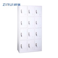 Armoire de rangement en acier à 12 portes avec serrure à clé pour employés, gymnase, école, dortoir