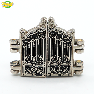 Épingles en métal Vintage, Badge de porte de château, revers de jardin Secret, épingle en émail rose lys - Product Image 1