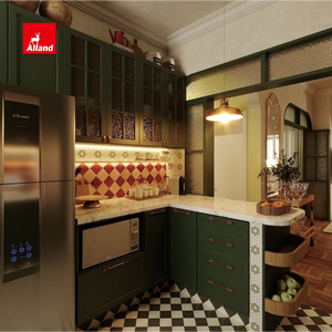 Gabinetes de Cocina Alland de Lujo en Color Verde Marino, Madera Natural y Melamina, Estilo Shaker Europeo para Cocinas Personalizadas - Product Image 4