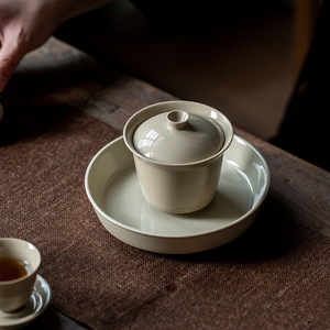 Stoneware Gaiwan Covered Bowl With Lid Straight Sided Ceramic <b>Tea</b> <b>Set</b> For Kung Fu <b>Tea</b> - Product Image 4