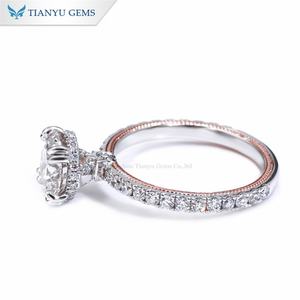 Tianyu Gems 14K Oro rosa y oro blanco Ajuste 8,5mm 2.5ct Anillos de compromiso de corte redondo de diamante de moissanita redonda - Product Image 4