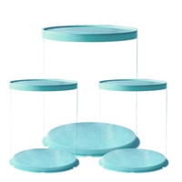Boîte d'emballage pour gâteau ronde transparente en PET avec couvercle transparent, revêtement UV, gaufrage et laminage mat, recyclable