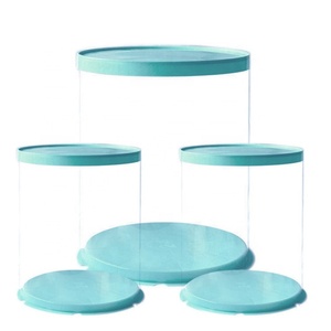 Tall Round Plastic Transparent Square Rigid Cake Packaging <b>Box</b> With Clear Cover - Product Image 6