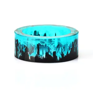 Jewellery Pastel Korean Jewelry Acrylic Clear Stone Glow Resin Ring For Man