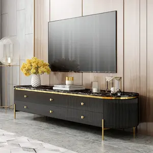 Neuankömmling Mode Golden Steel Frame Wohnzimmer möbel Marmor TV-Ständer Möbels chrank