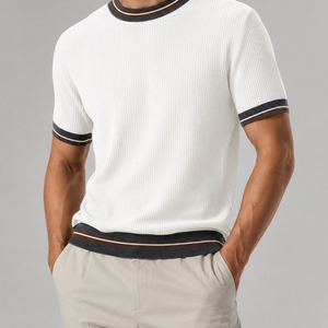 Nueva Camiseta de Punto de Manga Corta para Hombre, Verano, Poliéster Sólido, Ecológica, Transpirable, Casual, Lisa, Corte Ajustado, Cuello Redondo - Product Image 3