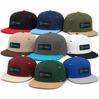 Casquette de baseball personnalisée à visière plate bicolore avec patch logo en caoutchouc, style streetwear structuré, fabrication OEM ODM, marque privée