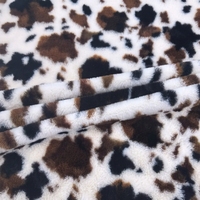 Tissu en fausse fourrure de lapin à imprimé vache, motif taches de vache, imprimé animal, 100% polyester peluche pour manteau, oreiller, couverture, lit pour animaux de compagnie