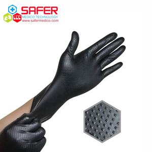 Gants jetables en nitrile noir de haute qualité imperméables et légers avec des caractéristiques de diamant confortables en gros - Product Image 1