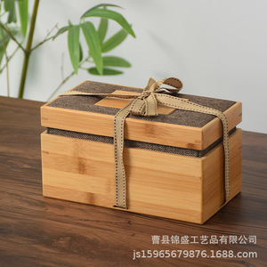 Caja de regalo de bambú rectangular hecha a mano, caja de almacenamiento de madera maciza para té o embalaje de regalos - Product Image 4