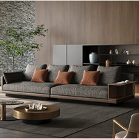 Ensemble de canapés en coton et lin en forme de L, style moderne et minimaliste, avec coussins en éponge et housse amovible lavable, design italien, pour salon.