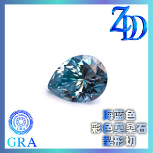 Moissanite Pear Cut Sea Blue 0.5ct 3ct Lab Created Loose Gemstone GRA Certified - Product Image 2