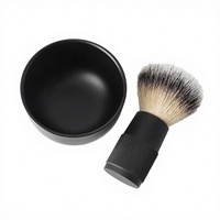 Ensemble de 2 pièces : Brosse à raser avec manche en aluminium et bol en plastique