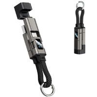 Nuevo Cable de Carga 4 en 1 con Llavero, Ecológico, de Nailon, USB-C a USB-A, Carga Rápida de 65W para iOS y Android, 4 Colores
