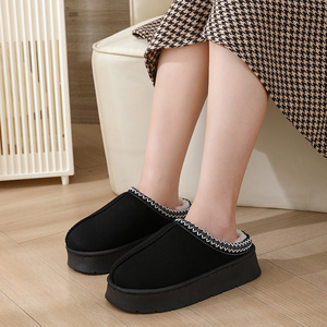 Chaussons en laine pour femmes, fabriqués sur mesure par l'usine, style ethnique rétro, doublés de laine, chaussons tendance, bottes antidérapantes d'intérieur - Product Image 2