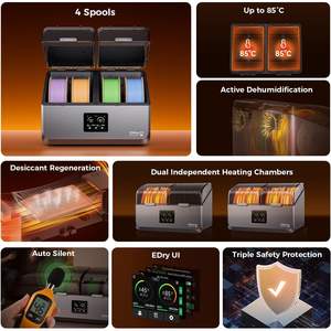Secador de Filamento Creality SpacePi X4, 4 Bobinas, Cámaras de Calentamiento Dobles, Calentamiento Rápido PTC de 200W, Máquina de Secado de Plástico - Product Image 2