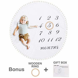 CVS Pom Ball Grueso Franela Redondo Suave Bebé Fotografía Impresión de doble cara Bebé Milestone Manta mensual - Product Image 1