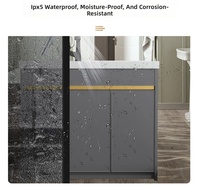 Meuble de salle de bain moderne intégré en céramique avec lavabo, résistant à l'eau, avec plan de lavage à droite, armoire de buanderie autoportante en aluminium pour