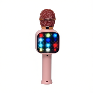 Bluetooth Karaoke Microphone Q12 Pink Led Lights Portable <b>Wireless</b> <b>Mic</b> For Singing Party Use - Product Image 1