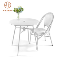 Table ronde avec trou de parapluie en acier au carbone, meuble de Patio moderne pour l'extérieur, Offre Spéciale