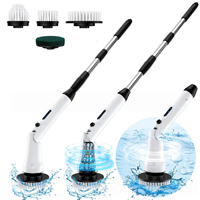 Brosse de nettoyage électrique rotative 4-en-1, étanche, sans fil, avec recharge USB-C, en ABS+PP