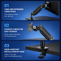 Support de moniteur grand écran à hauteur réglable par pression d'air, avec levage et suspension, charge 21 kg, en fer laminé à froid, 17-49 pouces - Vente Flash