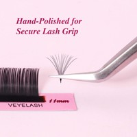 Pince à cils Veyes Inc Artisan, polie à la main, ergonomique, à pointe fine, en acier inoxydable, pour extensions de cils en éventail