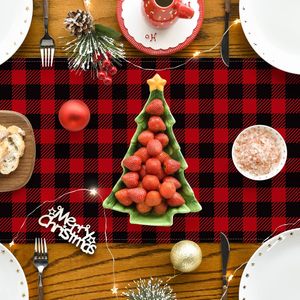 Vận chuyển nhanh chóng mới giáng sinh rô <span class=keywords><strong>tartan</strong></span> bảng Runner Màu Đỏ trâu kẻ sọc chống vết bẩn có thể giặt Bảng trang trí - Product Image 6