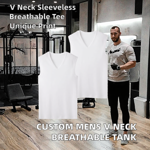Customizable Casual <b>Mens</b> V Neck Sleeveless Undershirt <b>Base</b> <b>Layer</b> Breathable 100% Cotton Tank Top Bulk Wholesale Private Label - Product Image 2