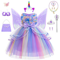Robe tutu licorne pour filles, robe en tulle arc-en-ciel pastel, robe de princesse pour fête d'anniversaire, costume de cosplay pour enfants, carnaval