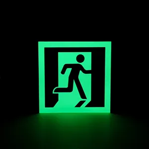 君亭发光可定制安全标志铝金属标志板绿色跑步人左右方向发光出口标志