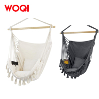 WOQI Chaise en Macramé Balançoire Pliable Hamac Suspendu Corde Matériel Kit Poids Max 330 Lbs Coton Toile Sac de Transport pour Camping