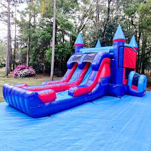 Giant outdoor dual lane kids party jumpers bouncy castle <b>inflatable</b> combo bounce <b>house</b> - Product Image 1