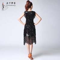 Robe à paillettes pour filles, tenue de danse Tango professionnelle sans manches avec petites quantité minimale de commande