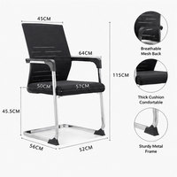 Chaise de bureau moderne cantilever avec cadre chromé et assise en maille respirante, base fixe type traîneau, idéale pour conférences, formation, bureau à domicile et visiteurs.