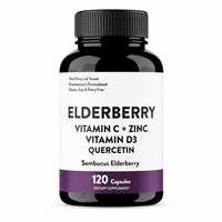 Capsules de soutien immunitaire 6-en-1 à base de vitamine C, vitamine D3, baies d'églantier et zinc |   Complément alimentaire pour adultes, 120 unités |   Noir naturel |   200g