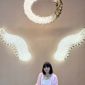 Lámpara de Pared con Partículas de Cristal, Alas de Ángeles, Decoración para Vestíbulo de Hotel, Luces de Pared Exteriores, Brazo Oscilante, Pequeña Luz de Cristal - Product Image 2