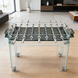 Table de Football de Table Moderne et Élégante avec Plateau en Verre Trempé, Taille Personnalisable, Logo, Design Autoportant, Poignées en Bois - Product Image 5