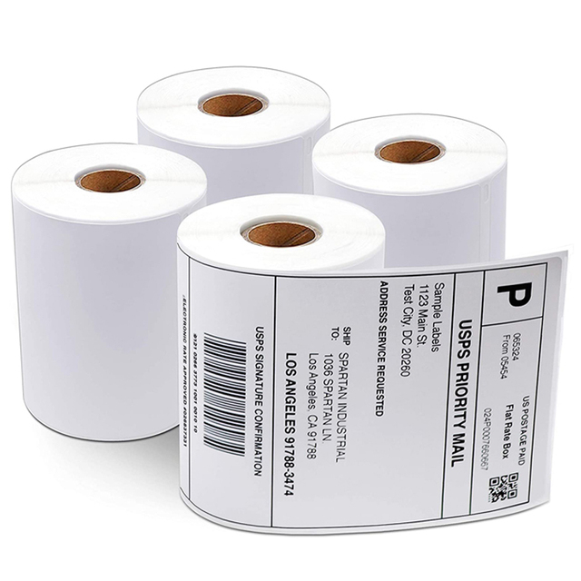 Customised 4 X 6 Inch Self-Adhesive 100 X 150 mm Sheet Roll Blank Waterproof Die Cut Direct Thermal Paper Sticker for Shipping