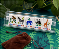 Braunes Safari-Tier-Motiv Amerikanisches Acryl Modernes Mahjong-Set Giraffe Elefant Zebra Schlange Blumen Laternen-Druck Tragbar