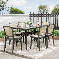 Table de bistrot carrée en verre trempé avec trou pour parasol, mobilier de patio pour jardin, pelouse, terrasse, balcon, bord de piscine, extérieur