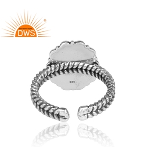 Bague en argent sterling 925 ajustable, design vintage, faite à la main, avec pierre précieuse en quartz cristal naturel, fournisseur de bijoux - Product Image 4