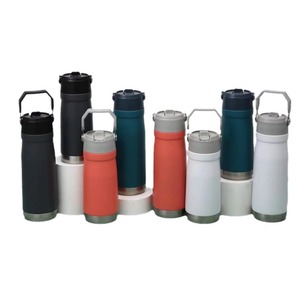 Bouteille d'eau isotherme portable en acier inoxydable à double paroi sous vide, forme de <span class=keywords><strong>gourde</strong></span>, pour le sport, avec poignée et couvercle à paille, garde les boissons chaudes et froides - Product Image 5