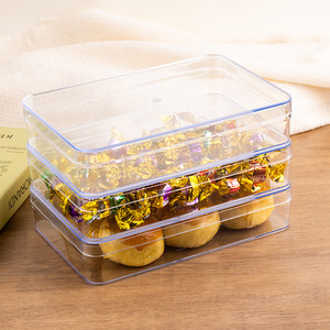 Boîte en plastique rectangulaire transparente avec couvercle, boîte de rangement multi-usages pour biscuits, pâtisseries, collations, cadeaux, présentation à domicile ou en magasin - Product Image 4